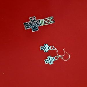Silpada filigree  cross necklace with  earrings